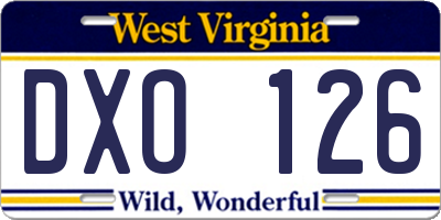 WV license plate DXO126