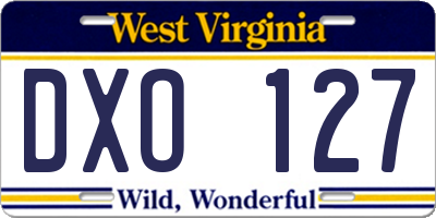 WV license plate DXO127