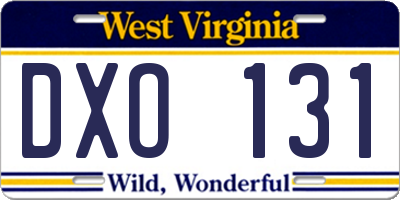 WV license plate DXO131