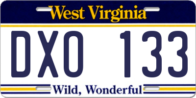 WV license plate DXO133