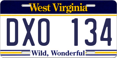 WV license plate DXO134