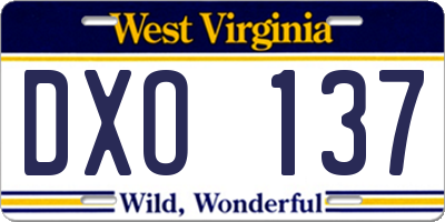 WV license plate DXO137