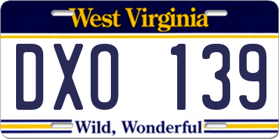 WV license plate DXO139