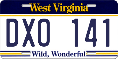 WV license plate DXO141