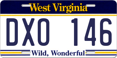 WV license plate DXO146