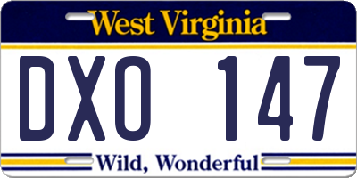 WV license plate DXO147