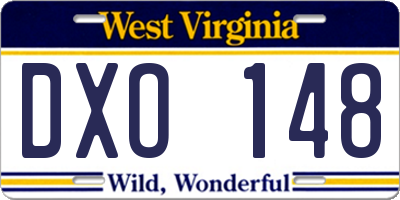 WV license plate DXO148
