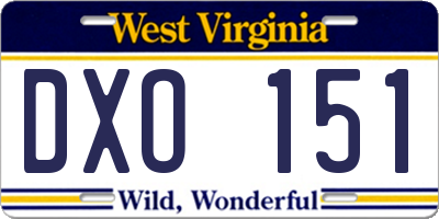 WV license plate DXO151