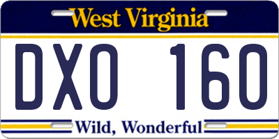 WV license plate DXO160