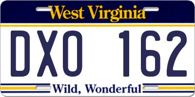 WV license plate DXO162