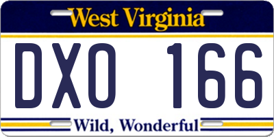 WV license plate DXO166