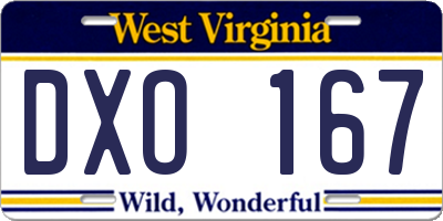WV license plate DXO167