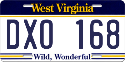 WV license plate DXO168