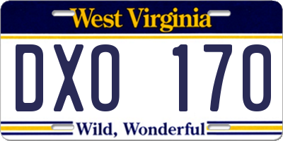 WV license plate DXO170