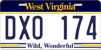 WV license plate DXO174