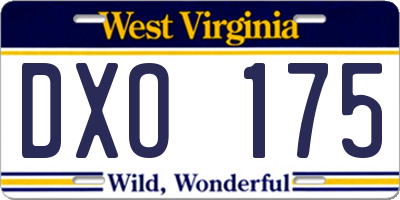WV license plate DXO175