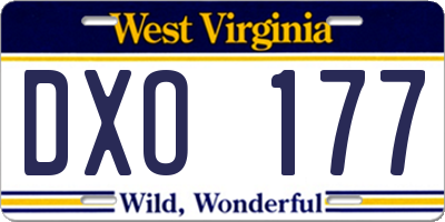 WV license plate DXO177