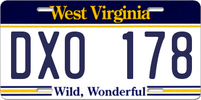 WV license plate DXO178