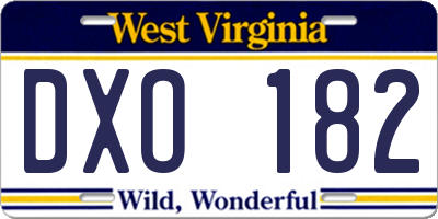 WV license plate DXO182