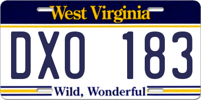 WV license plate DXO183