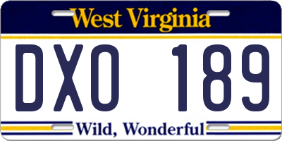 WV license plate DXO189