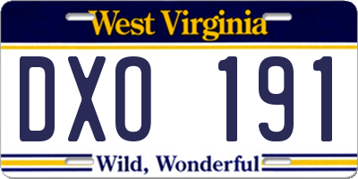 WV license plate DXO191