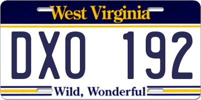 WV license plate DXO192