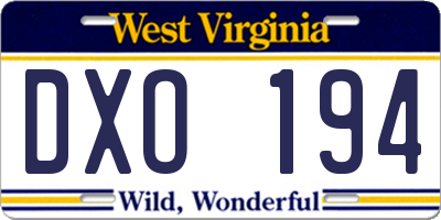 WV license plate DXO194