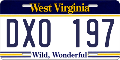 WV license plate DXO197