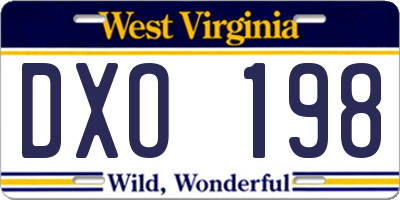 WV license plate DXO198