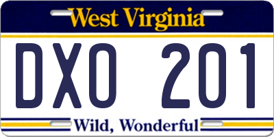 WV license plate DXO201