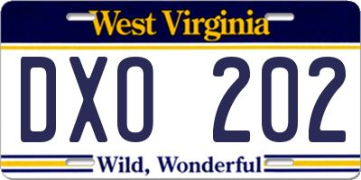 WV license plate DXO202