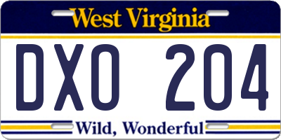 WV license plate DXO204