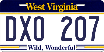 WV license plate DXO207
