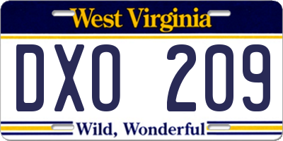 WV license plate DXO209