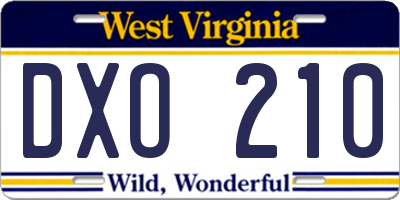 WV license plate DXO210