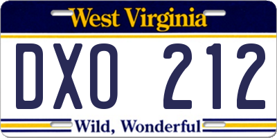 WV license plate DXO212