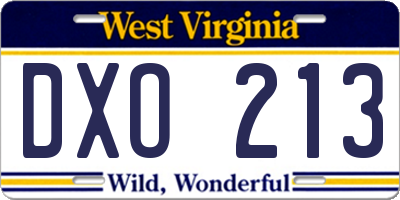 WV license plate DXO213