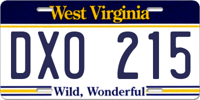 WV license plate DXO215