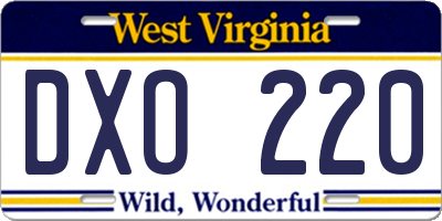 WV license plate DXO220