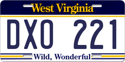 WV license plate DXO221