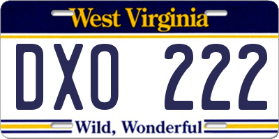 WV license plate DXO222