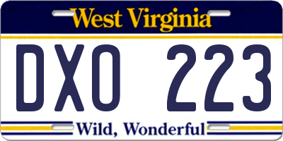 WV license plate DXO223