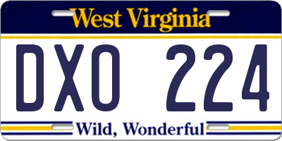 WV license plate DXO224
