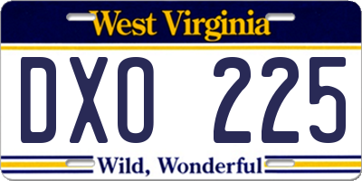 WV license plate DXO225
