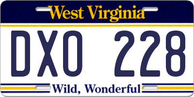 WV license plate DXO228