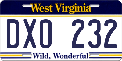 WV license plate DXO232