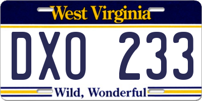 WV license plate DXO233