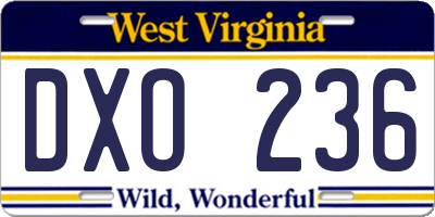 WV license plate DXO236