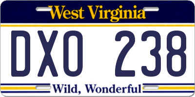 WV license plate DXO238